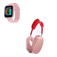 Pack Smartwatch D20 Rosado y Audifono P9 Rosado